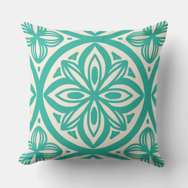 Retro 50s Hawaiian pattern Throw Pillow (Front)