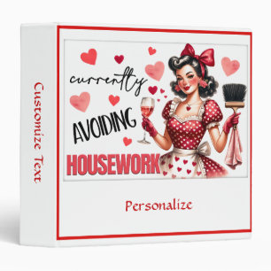 Retro 50s Housewife Funny Kitchen Humour Red Heart Binder