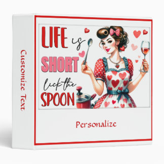 Retro 50s Housewife Funny Kitchen Humour Red Heart Binder