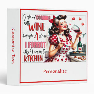 Retro 50s Housewife Funny Kitchen Humour Red Heart Binder