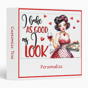 Retro 50s Housewife Funny Kitchen Humour Red Heart Binder