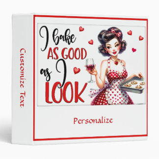 Retro 50s Housewife Funny Kitchen Humour Red Heart Binder