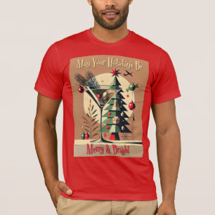 Retro 50s Jet Set Christmas Tree Martini T-Shirt