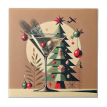 Retro 50s Jet Set Christmas Tree Martini Tile<br><div class="desc">Welcome to my Mid Century Fantasy World! Designs in this store are born of growing up in a Mid Century home complete with Martini loving parents.  Break out the cocktails.  Merging fact with fantasy within Mid Century Modern,  Jazz,  Retro Futuristic,  Atomic and Space Age Designs.</div>