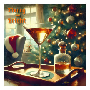 Retro 50s Manhattan Martini For Santa Photo Print