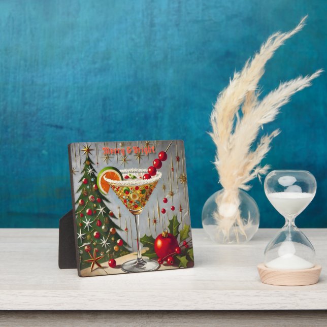 Retro 50s Merry Bright Christmas Candy Cocktail Plaque (Insitu)
