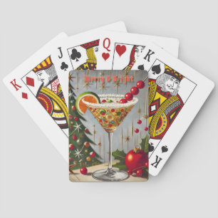 Retro 50s Merry Bright Christmas Candy Cocktail Playing Cards