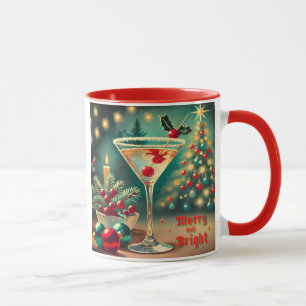Retro 50s Merry Bright Christmas Cocktail Martini Mug