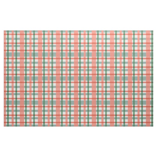 Retro 50s Midcentury Modern Pink Blue Green Plaid Fabric (Fat Quarter)