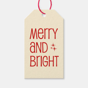 Retro 50s Minimalist Christmas Merry and Bright Gift Tags