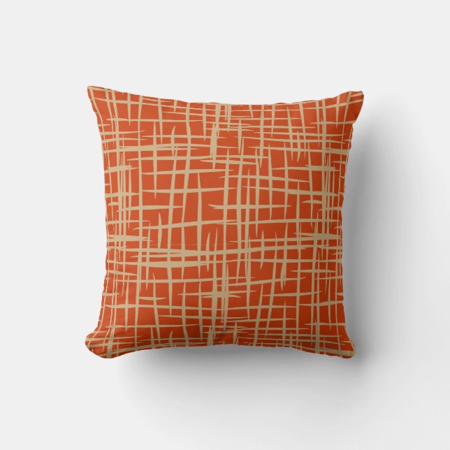 retro 50s pattern throw pillow terracotta (Front)