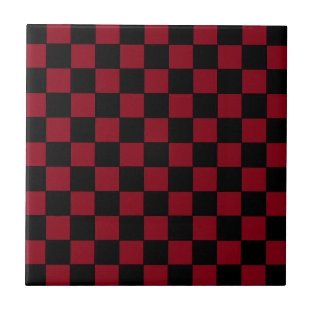 Retro 50s Red & Black Chequerboard Decorator Tile (Front)