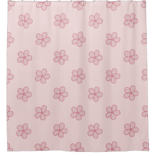 Retro 50s Rose Pink Plaid Flowers Mid-Century Mod