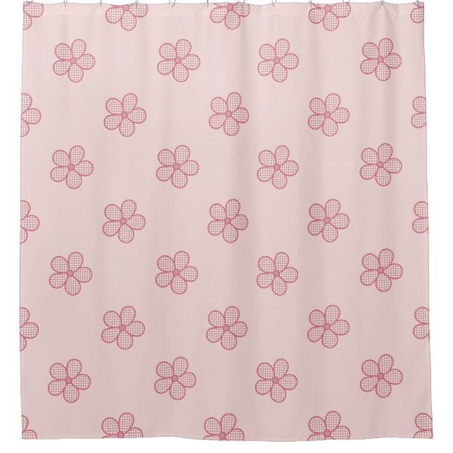 Retro 50s Rose Pink Plaid Flowers Mid-Century Mod (Front)