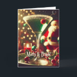 Retro 50s Santa Christmas Green Martini Card<br><div class="desc">Welcome to my Mid Century Fantasy World! Designs in this store are born of growing up in a Mid Century home complete with Martini loving parents.  Break out the cocktails.  Merging fact with fantasy within Mid Century Modern,  Jazz,  Retro Futuristic,  Atomic and Space Age Designs.</div>