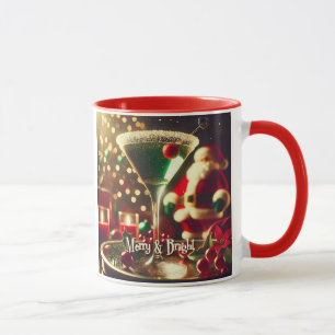 Retro 50s Santa Christmas Green Martini Mug
