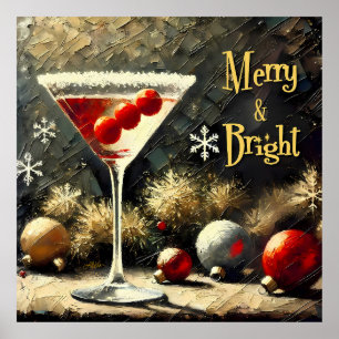 Retro 50s Triple Cranberry Christmas Martini Poster