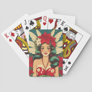 Retro 50s Tropical Christmas Pin-Up Girl Playing Cards