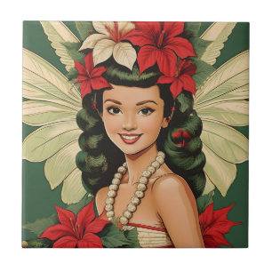 Retro 50s Tropical Christmas Princess Tile