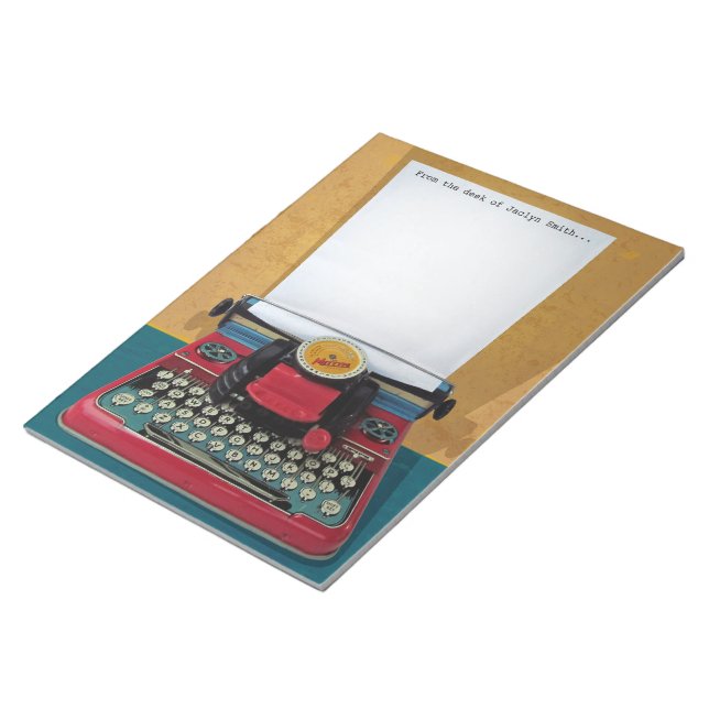Retro 50s Typewriter Notepad with Customized Text (Angled)