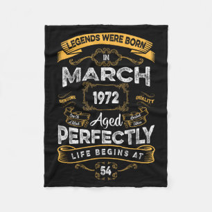 Retro 54th birthday legends were born in march 197 fleece blanket