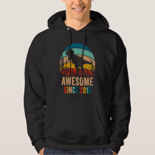 Retro 5th Bday Dinosaur T Rex Boys Awesome Since 2 Hoodie
