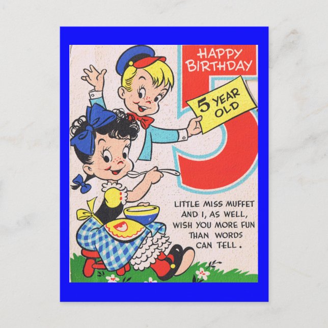 Retro 5th Birthday Card (Front)