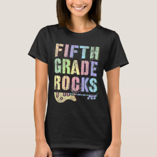 Retro 5th GRADE ROCKS Teacher Rockstar Squad Fifth T-Shirt