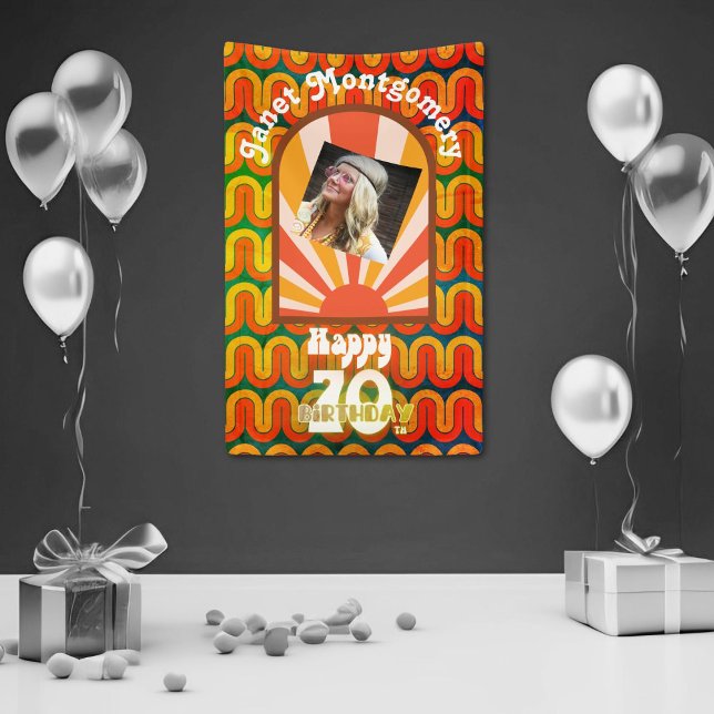 Retro 60’s Psychedelic Custom Photo 70th Birthday Poster (Creator Uploaded)