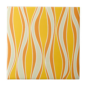 Retro 60ies orange wave pattern tile