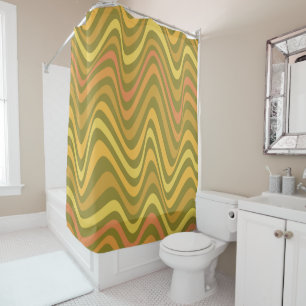 Retro 60s 70s Abstract Lines Pattern Green Yellow