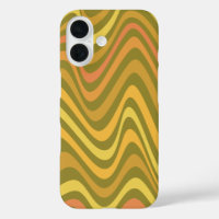Retro 60s 70s Abstract Lines Pattern Green Yellow 