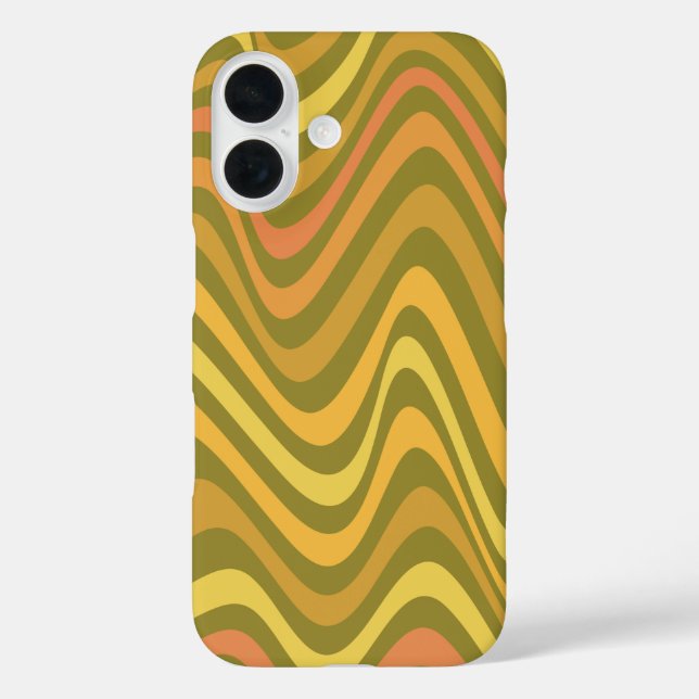 Retro 60s 70s Abstract Lines Pattern Green Yellow  Case-Mate iPhone Case (Back)