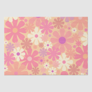 Retro 60s 70s Aesthetic Floral Pattern Tissue Paper