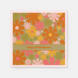 Retro 60s 70s Aesthetic Floral Personalized Napkin