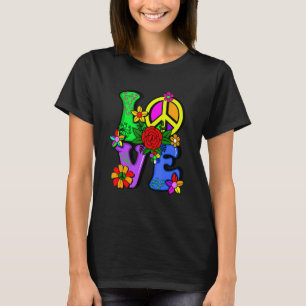 Retro 60's 70's Flower Power Hippy Groovy Love Pe T-Shirt