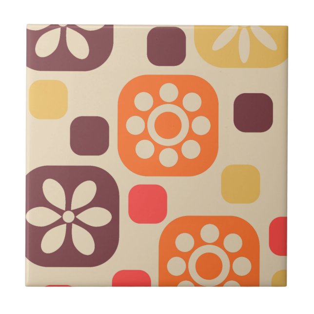 retro 60s 70s flower style tile (Front)
