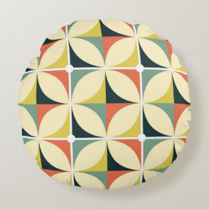 Retro 60's 70's geometric pattern. round pillow