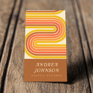 Retro 60s 70s Geometric Rainbow Sixties Waves   Business Card