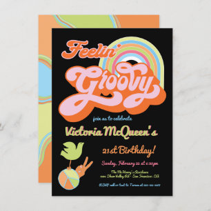 Retro 60's 70's Hippie Groovy Party Invitation