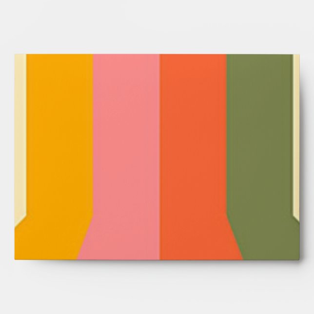 Retro 60s 70s Hippie Groovy Stripes Wedding Envelope (Front)
