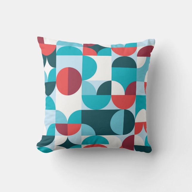 Retro 60's 70's minimalist pattern throw pillow (Front)