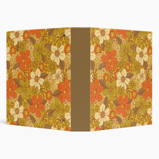 Retro 60s/70s Orange & Olive Green Floral Binder