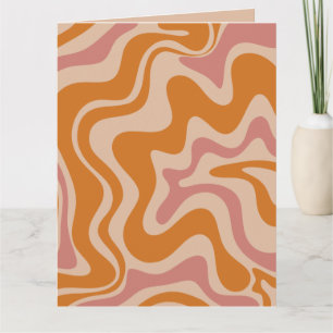 Retro 60s 70s Psychedelic Swirls Orange Pink Card