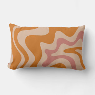 Retro 60s 70s Psychedelic Swirls Orange Pink Lumbar Pillow