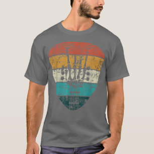 Retro 60s 70s Rock and Roll Skeleton Guitar Music  T-Shirt