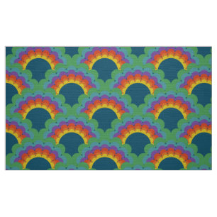 retro 60s 70s scallop pattern fabric