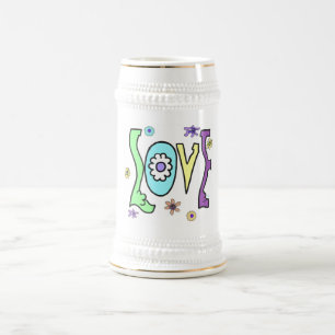 Retro 60s/70s Style: Flower Power "Love" Stein