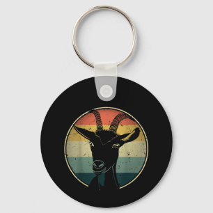 Retro 60s 70s Vintage Farmer Animal Lover Goat Keychain
