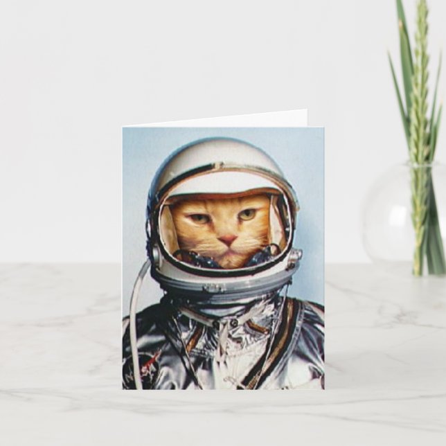 Retro 60s Astronaut Cat Card (Front)